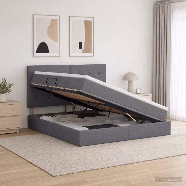 Letto con contenitore e materasso vidaXL Grigio, L/P: 160 x 200 cm