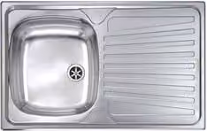 Lavello a vasca singola MONDIAL in acciaio inox satinato argento L: 79 cm, P: 50 cm