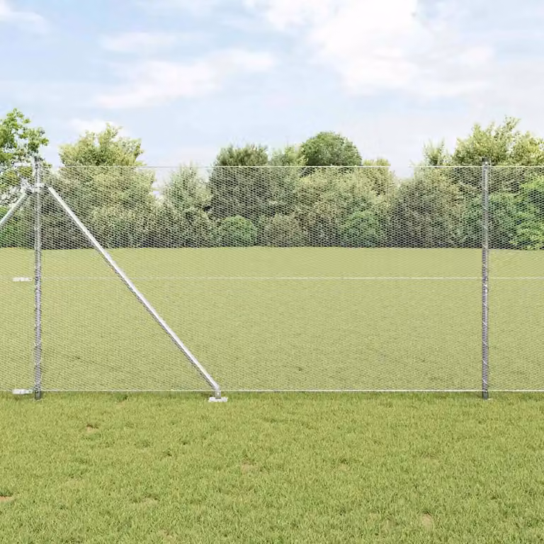 Recinzione esagonale con palo vidaXL in acciaio zincato argento, L: 50 m, H: 1,4 m