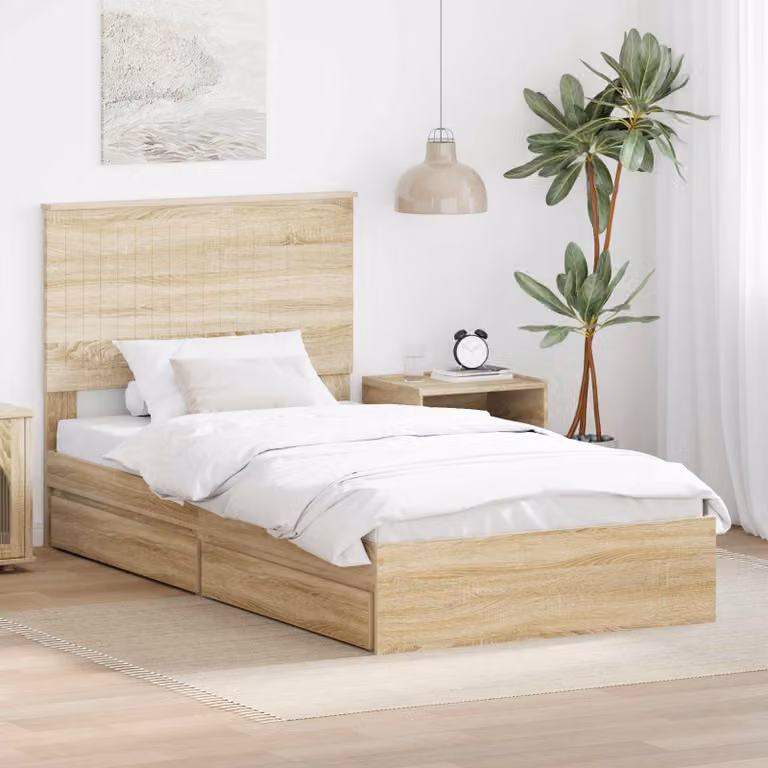 Letto con contenitore e cassetto vidaXL in Rovere Sonoma, L 100 x P 200 cm