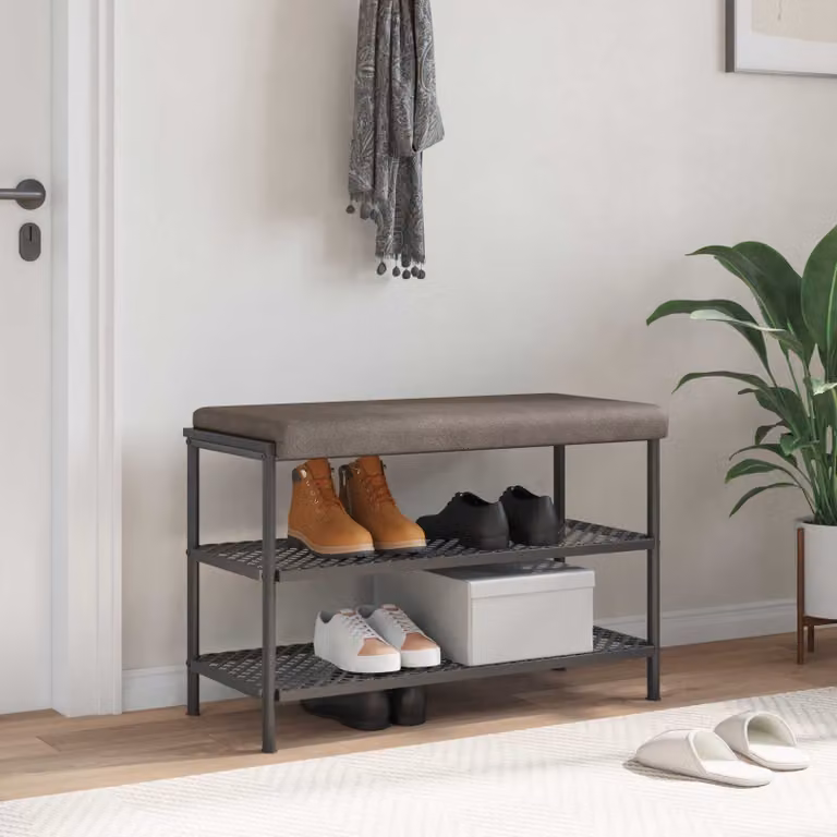 vidaXL Cuscino per panchina in similpelle grigio con imbottitura in schiuma e base antiscivolo Profondità: 35 cm