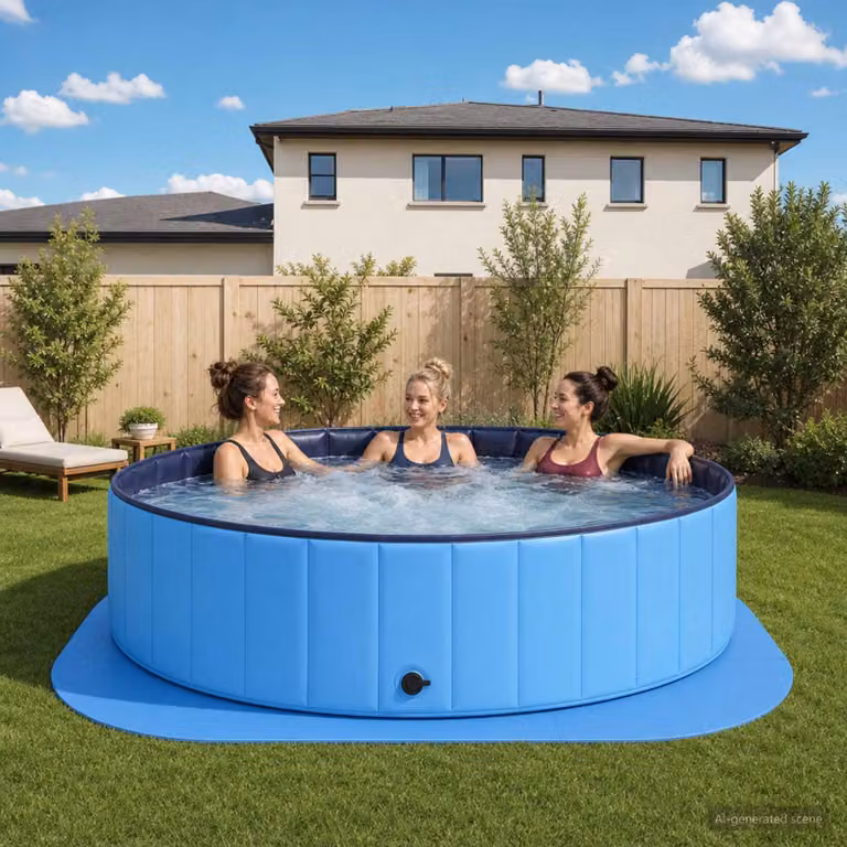 vidaXL Tappetino per piscina rotondo in schiuma EVA blu, 36 pezzi, Ø 350 cm
