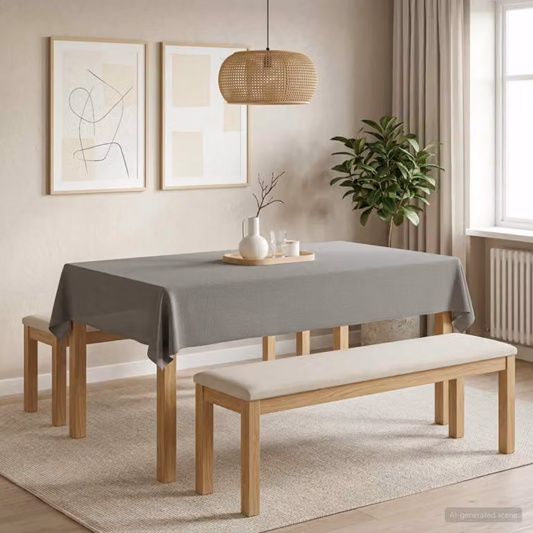 Set di 5 tovaglie rettangolari vidaXL in poliestere idrorepellente e antimacchia, colore grigio, L 110 cm x P 180 cm