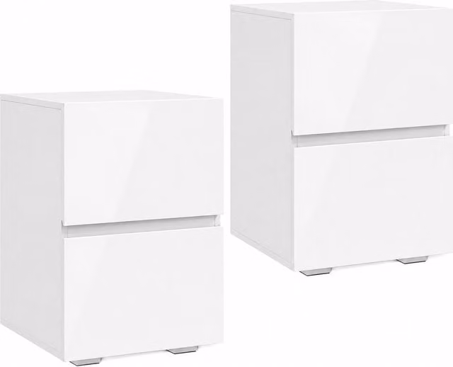 Set di 2 Comodini da Camera da Letto HOMCOM con 2 Cassetti, Bianco, L/P/H: 40 x 40 x 58 cm