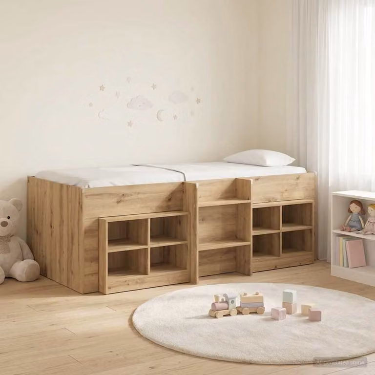Set di Letto Loft con Mobile 3 pz vidaXL in Roverve Artigianale, L/P/H: 203 x 90 x 111 cm
