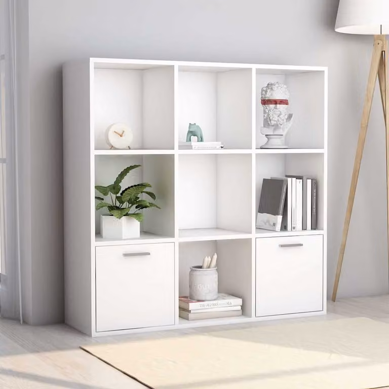 Libreria a cubo bianca vidaXL in legno e MDF con pannello posteriore L 98 cm x P 30 cm x H 98 cm