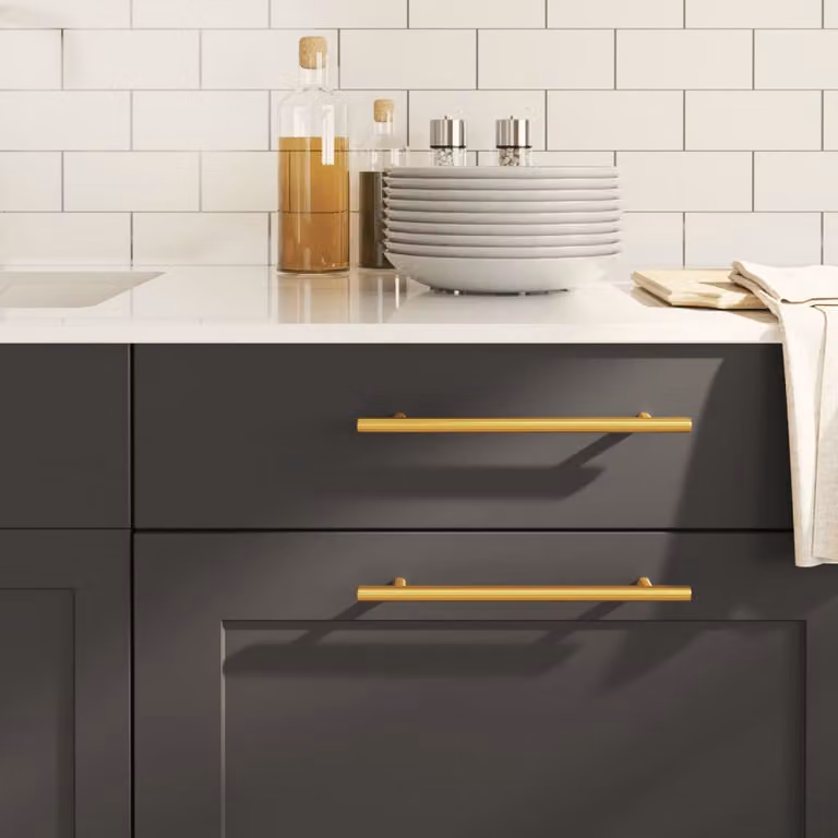 Set di 10 maniglie per mobili a barra vidaXL in acciaio inox color oro lucido, Lunghezza: 192 mm