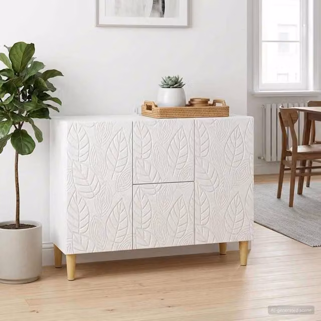 Credenza moderna vidaXL in legno bianco lucido L: 89 cm, P: 34,5 cm, H: 60 cm