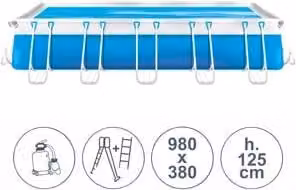 Piscina fuoriterra rettangolare tubolare Laguna Large Senior di Piscine Italia, colore blu, L: 980 cm, P: 380 cm, H: 125 cm