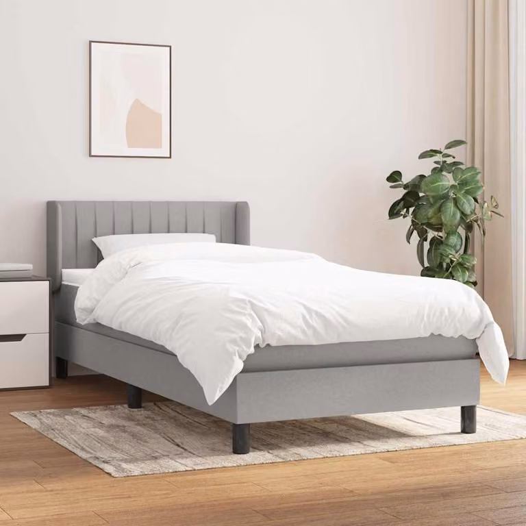vidaXL Giroletto a Molle con Materasso Ibrido in Tessuto Grigio Chiaro L/P/H: 200 x 100 x 88 cm