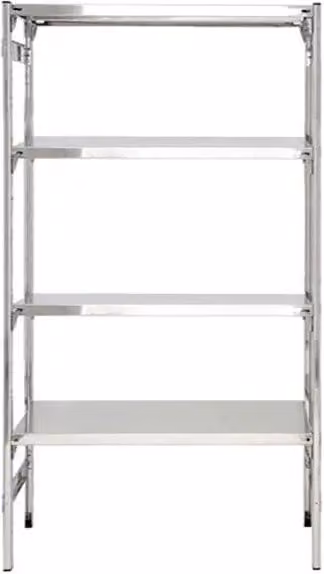 Scaffale professionale in acciaio inox argentato con ripiani regolabili e ganci CASTELLANI SHOP L/P/H: 90 x 50 x 200 cm