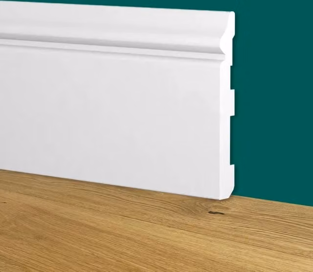 Battiscopa Zoccolino Bianco Etnico Eternal Parquet in Polimeri L: 12 cm, H: 1,6 cm, L: 200 cm