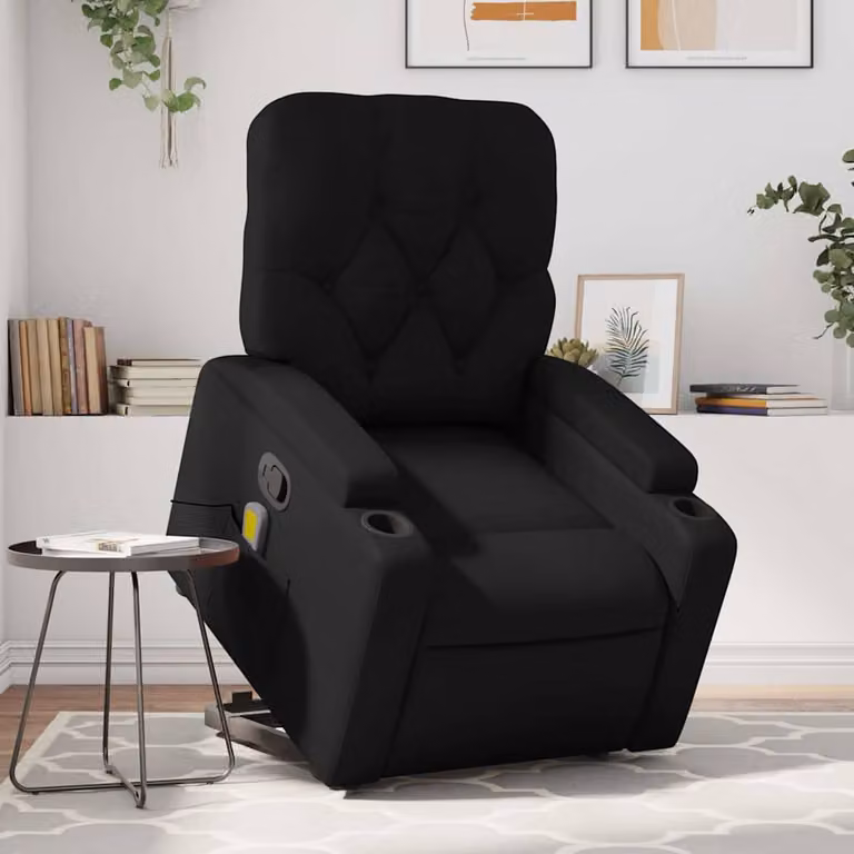 vidaXL Poltrona Alzapersona Reclinabile con Assistenza Elettrica in Similpelle Nera per Anziani