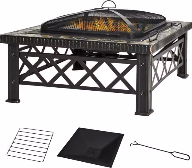 Braciere 3 in 1 Minimal con Griglia e Secchio Ghiaccio Nero L: 76 cm, P: 76 cm, H: 47 cm