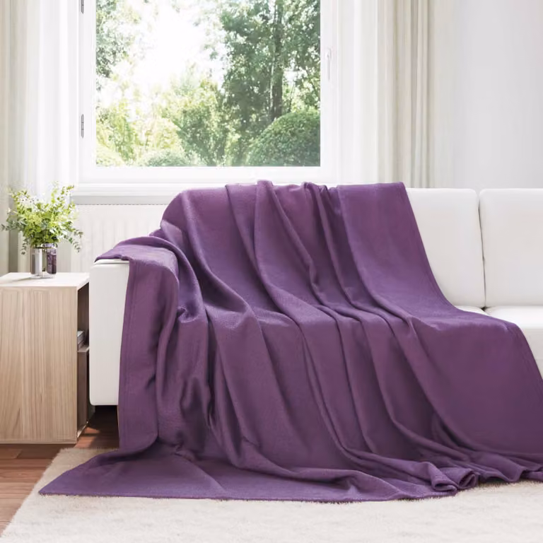 Set di 24 coperte in pile vidaXL viola, morbide e lavabili, L 270 x P 240 cm