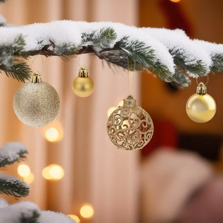 Set di 100 palline natalizie Tectake oro, decorazioni rotonde in plastica infrangibili per il tuo albero di Natale