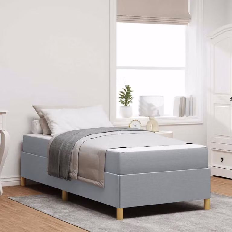 Struttura del letto vidaXL in tessuto e legno grigio L/P/H: 190 x 90 x 55 cm