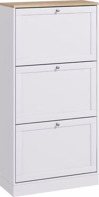 Scarpiera Salvaspazio HOMCOM in Legno con 3 Cassetti a Scomparsa e Ripiani Regolabili, Bianco, L: 60 cm, P: 23,5 cm, H: 115 cm