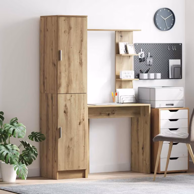 Set di 2 Scrivanie con Scaffali Moderni vidaXL in MDF Laminato, Colore Marrone, L/P/H: 168 x 113,5 x 43,57 cm e 168 x 113,5 x 39 cm