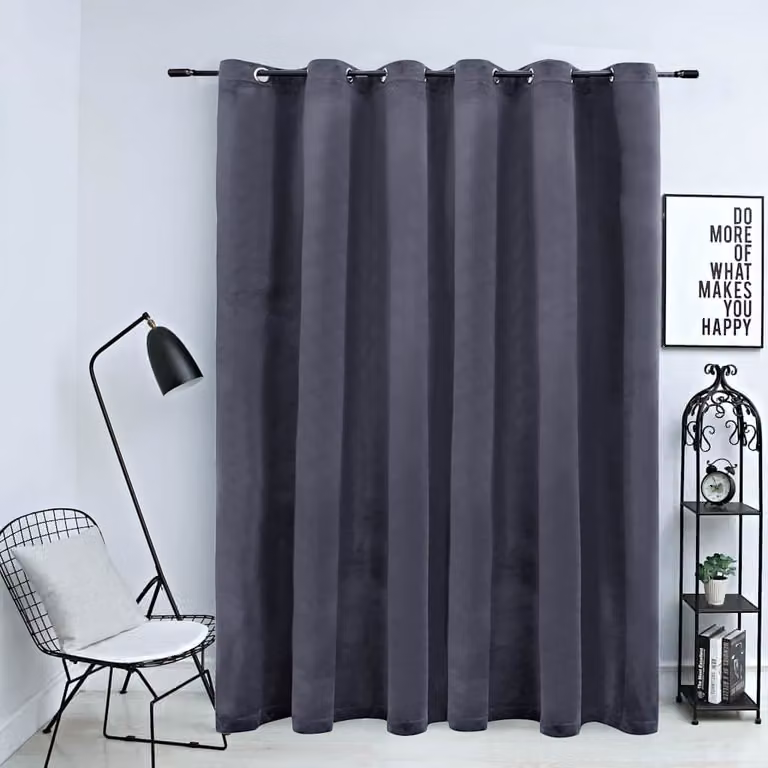 Tenda Oscurante in Velluto Antracite con Anelli in Metallo vidaXL L: 290 cm, H: 245 cm