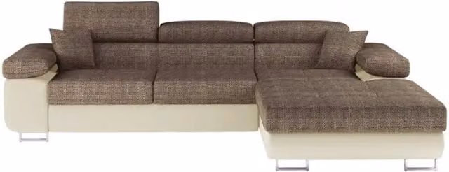 Divano ad angolo convertibile MEUBLORAMA AMANDA beige con funzione letto e poggiatesta regolabile, angolo destro, L/P/H: 280 x 149 x 90 cm