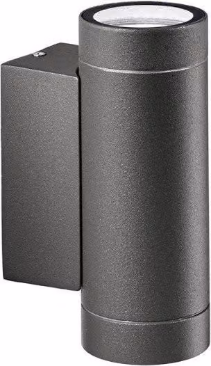 Gea Tube Applique Outdoor in Alluminio Grigio con Vetro Trasparente e Luce Up & Down IP54