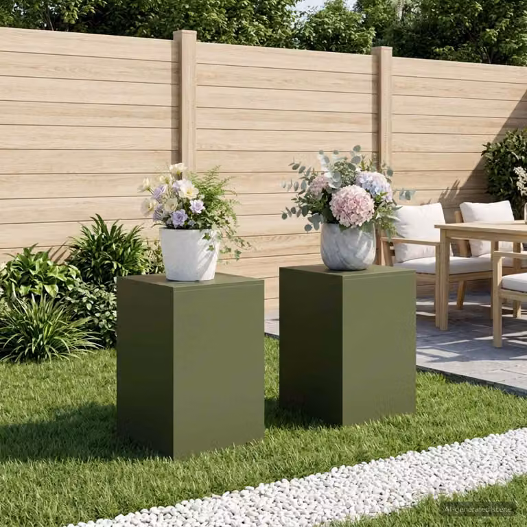 Set di 2 supporti per piante vidaXL in metallo verde, L/P/H: 40 x 40 x 60 cm