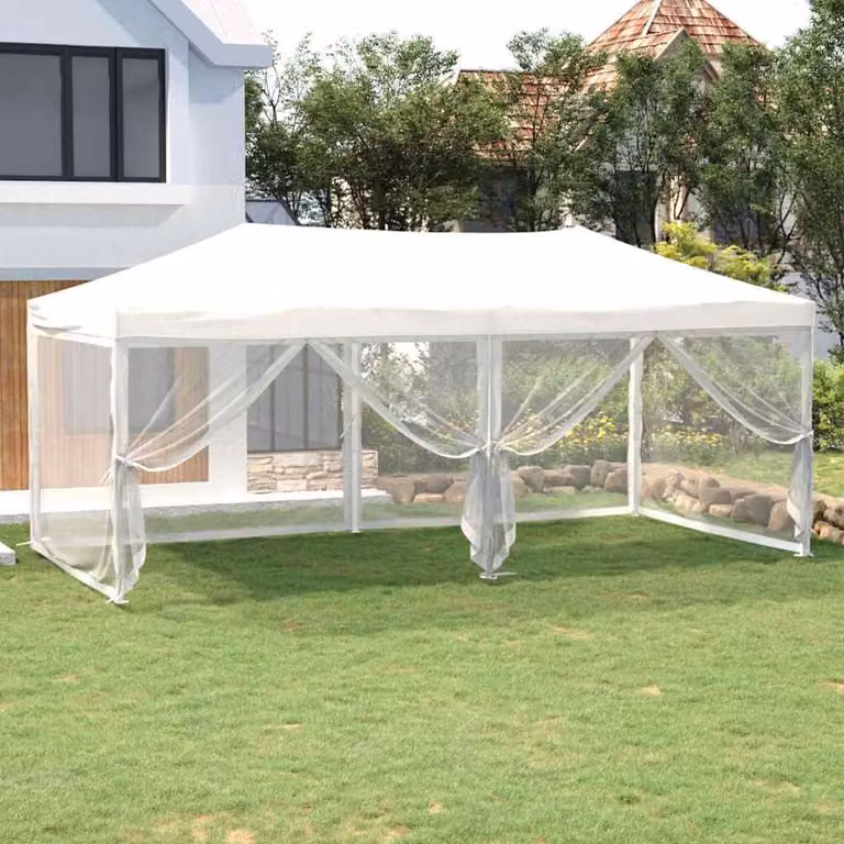vidaXL Tenda per Feste Pieghevole con Pareti Laterali con Finestre Bianco