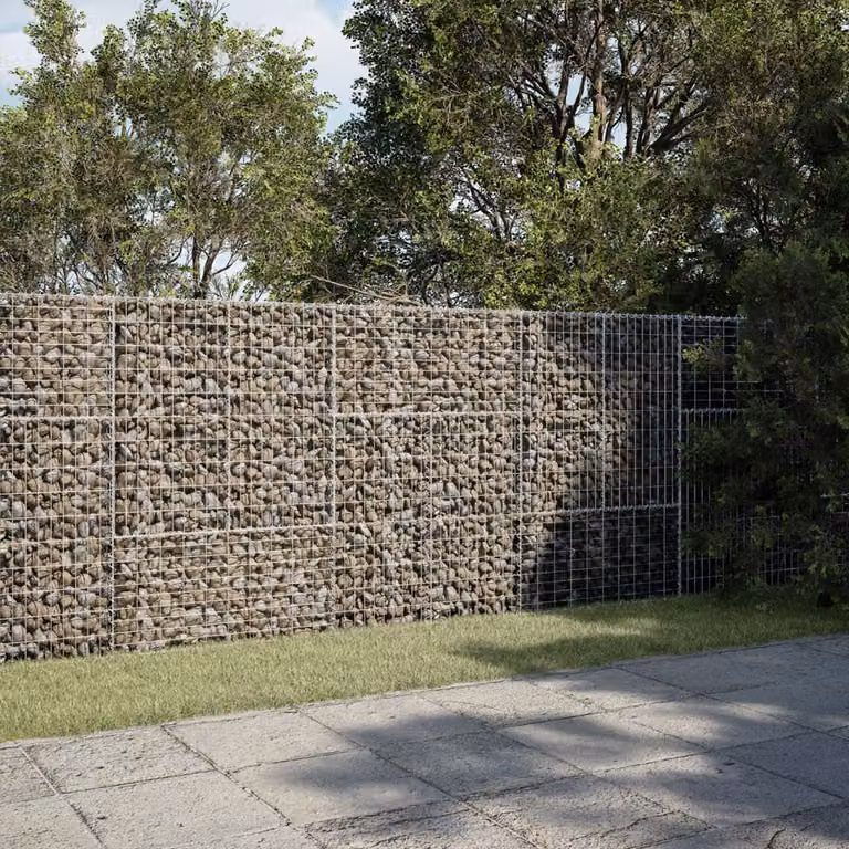 Cesto Gabbione con Copertura vidaXL in Ferro Zincato Argento L/P/H: 300 x 50 x 150 cm