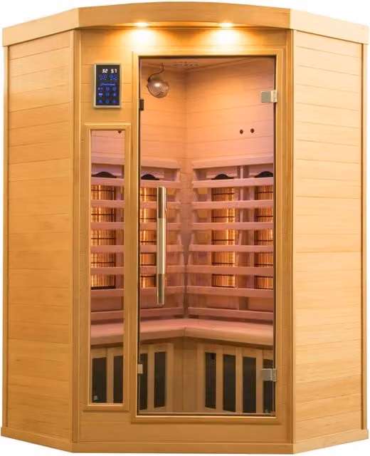 Sauna Finlandese ad Infrarossi Apollon 2C da 2/3 Posti in Legno di Abete Marrone L 120 cm x P 120 cm x H 190 cm