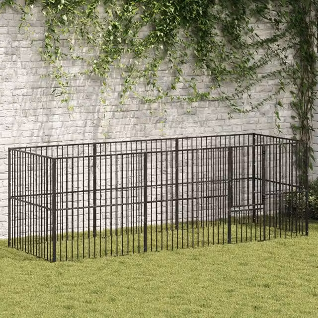 Box per cani VIDAXL in metallo nero opaco con 8 pannelli