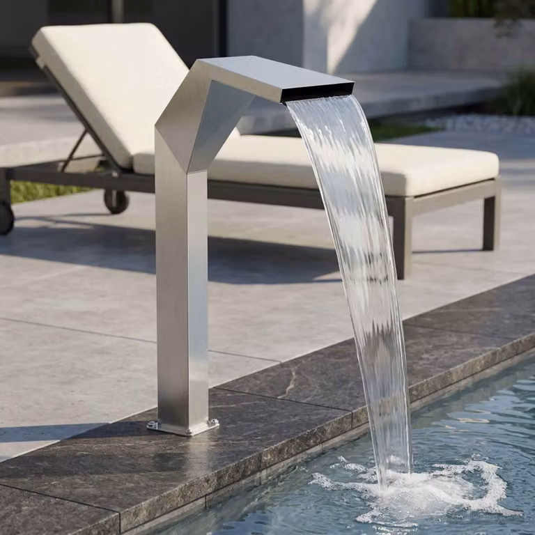 vidaXL Cascata per Piscina in Acciaio Inox e PVC, Argento, L 50 x P 30 x H 90 cm