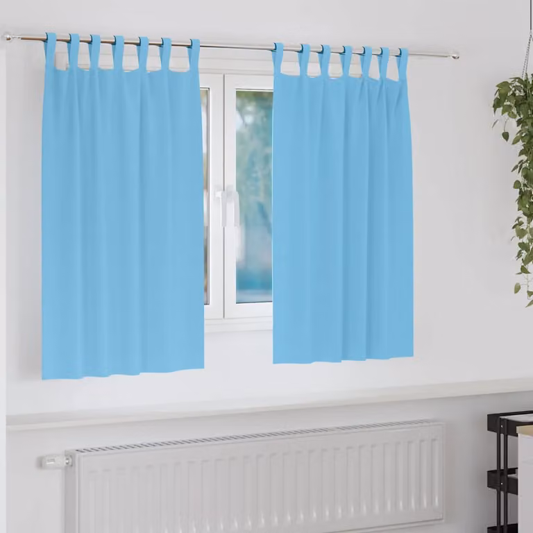 Set di 2 tende blackout vidaXL con anelli in poliestere, colore azzurro, L 140 cm x H 140 cm