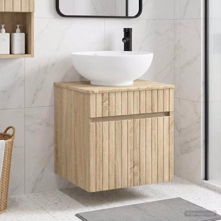 Mobile lavabo da parete vidaXL moderno in Rovere Sonoma, L: 49 cm, P: 44,5 cm, H: 66,5 cm