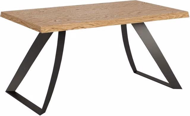 Tavolo fisso rettangolare Giordanoshop in rovere scortecciato con gambe in metallo antracite L: 160 cm, P: 90 cm, H: 75 cm
