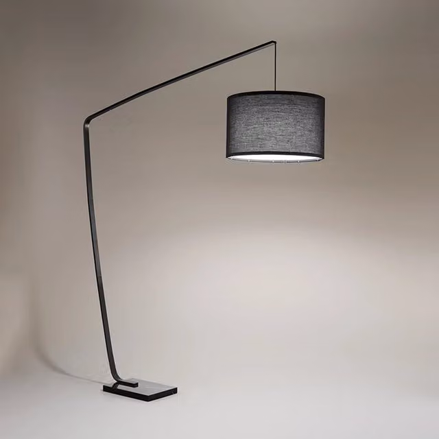 Piantana da terra Perenz Zoe moderna in metallo e marmo con base in marmo nero e marrone, regolabile, attacco E27, Altezza: 185 cm