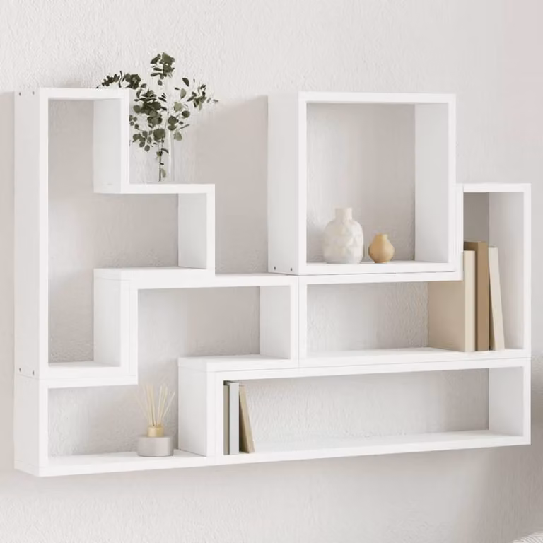 Scaffale a Parete Moderno vidaXL Bianco in Legno e MDF L: 96 cm, P: 12 cm, H: 64 cm