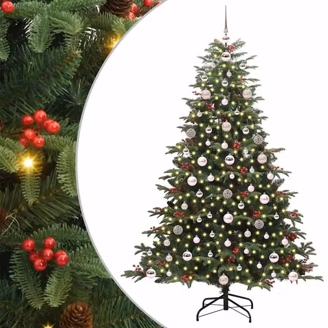 Albero di Natale artificiale verde vidaXL con 300 LED luce bianca calda, Altezza: 180 cm