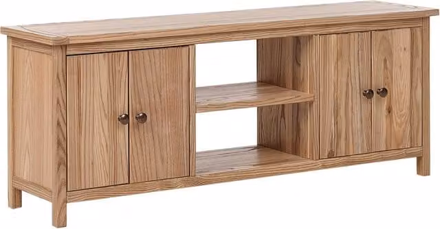 Mobile TV BELIANI in legno marrone stile rustico con ripiani portaoggetti e gestione dei cavi L: 130 cm, P: 32 cm, H: 50 cm