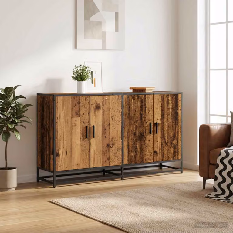 Credenza moderna vidaXL in legno ingegnerizzato color marrone L: 134 cm, P: 35 cm, H: 76 cm