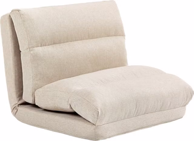 Sedile pieghevole con funzione letto HOMCOM, schienale regolabile e rivestimento in tessuto, Beige, L: 70 cm, P: 41 cm, H: 56 cm