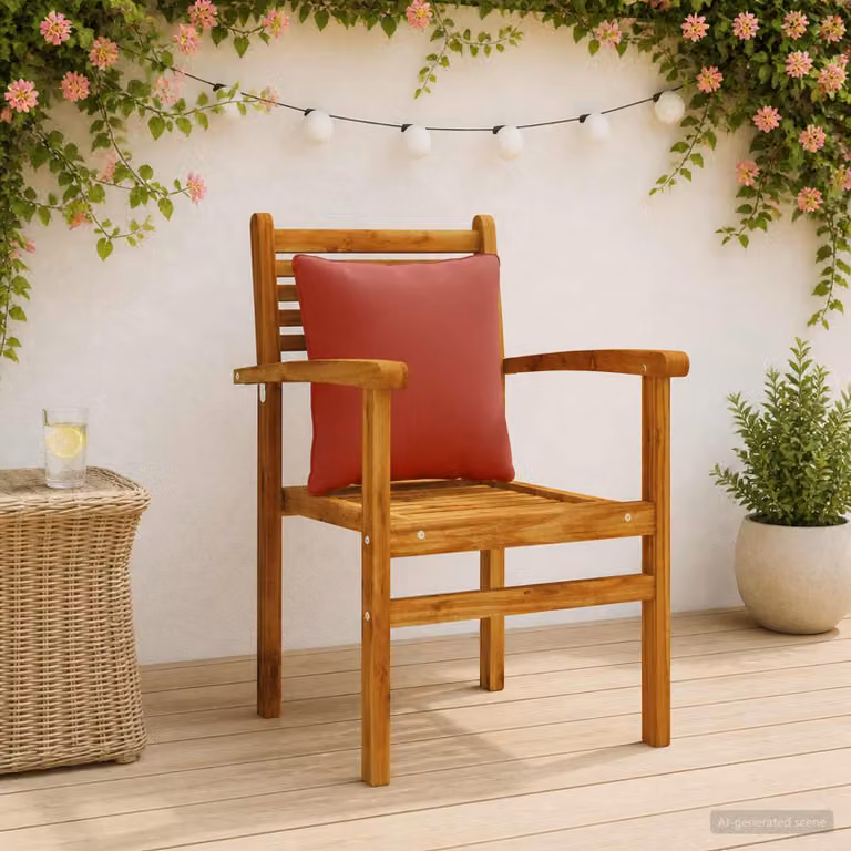 Set di 4 cuscini per schiena quadrati vidaXL PUTTEN in poliestere, colore rosso