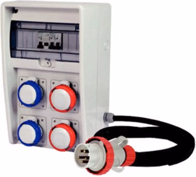Quadro di distribuzione FANTON in plastica bianca con 2P 220V + 2P 380V, protezione IP65, trifase