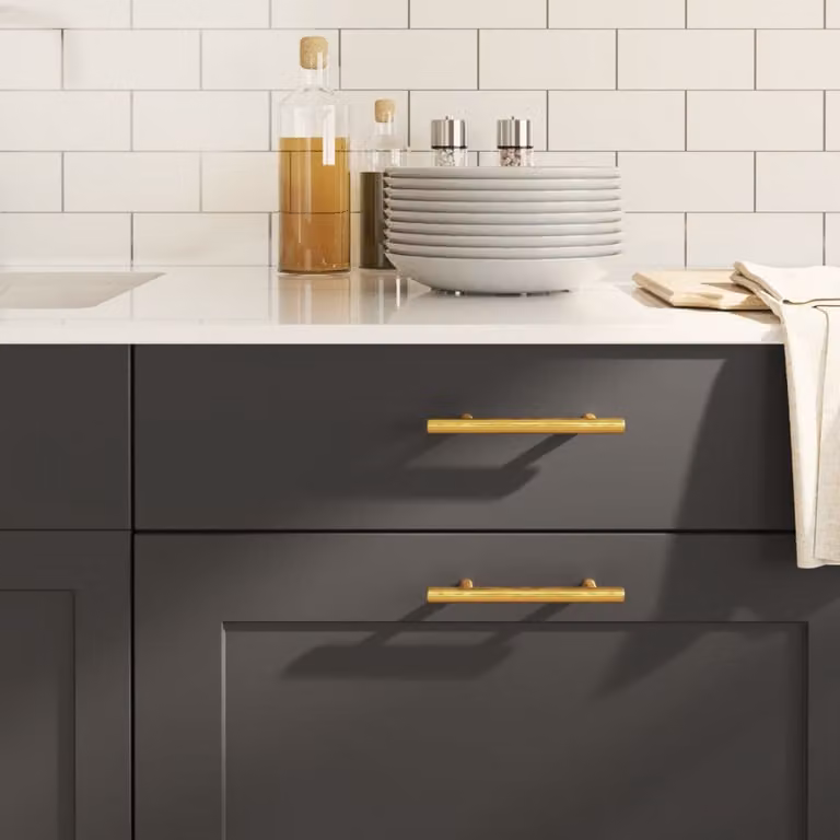 Set di 20 maniglie per mobili vidaXL in acciaio inox color oro, modello a barra lucida, lunghezza 96 mm