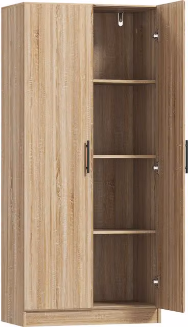 Credenza da cucina moderna HOMCOM in legno marrone con 2 ripiani regolabili e ante soft-close, L 75 cm x P 40 cm x H 165 cm