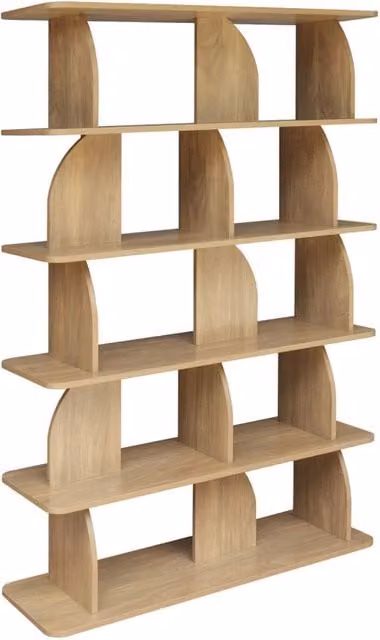 Libreria etnica Sweeek in legno e metallo a 5 livelli, colore marrone, H 185 x L 120 x P 40 cm