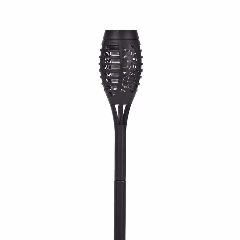 DICTROLUX Lampada Solare LED da Giardino con Effetto Torcia, Luce Calda, Colore Nero, H 50 cm x Diametro 5 cm