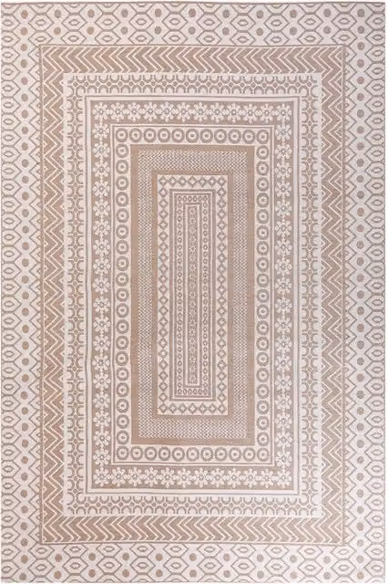 Tappeto moderno BELIANI con motivo geometrico in lana e juta, beige e bianco, L: 200 cm x P: 300 cm