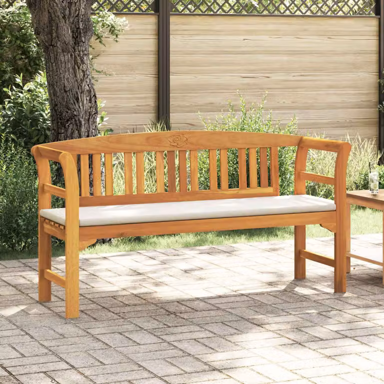 vidaXL Panchina da Giardino in Legno di Acacia con Cuscini Rosa L: 157 cm, P: 46 cm, H: 82,5 cm