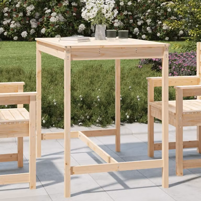 vidaXL Tavolo da Giardino Rettangolare in Legno di Pino Beige L: 121 cm, P: 82,5 cm, H: 110 cm